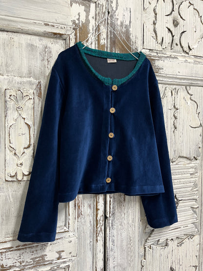 Lacivert Kadife Bolero Ceket