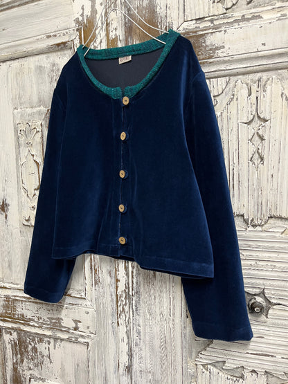 Lacivert Kadife Bolero Ceket
