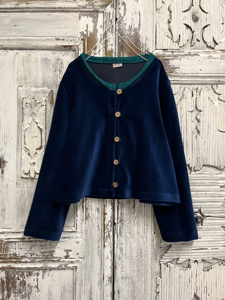 Lacivert Kadife Bolero Ceket