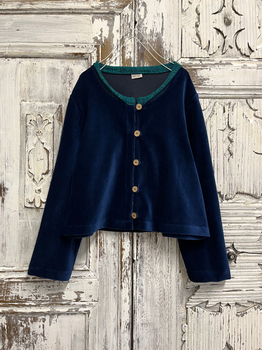 Lacivert Kadife Bolero Ceket