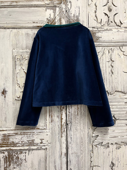 Lacivert Kadife Bolero Ceket