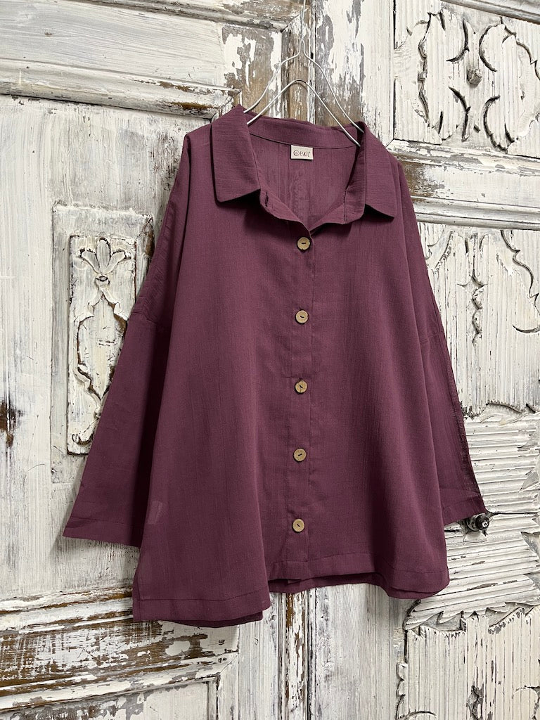 doğal pamuklu mürdüm gömlek 