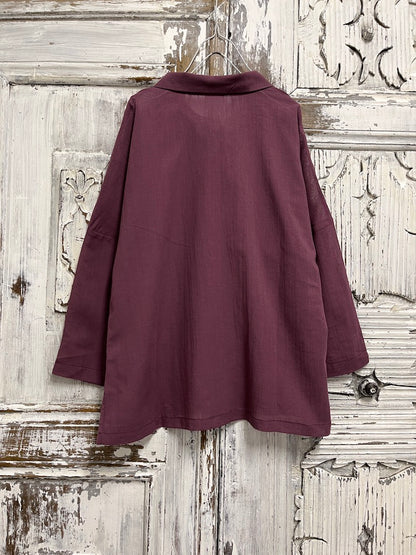 doğal pamuklu mürdüm gömlek 