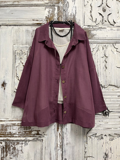 doğal pamuklu mürdüm gömlek 