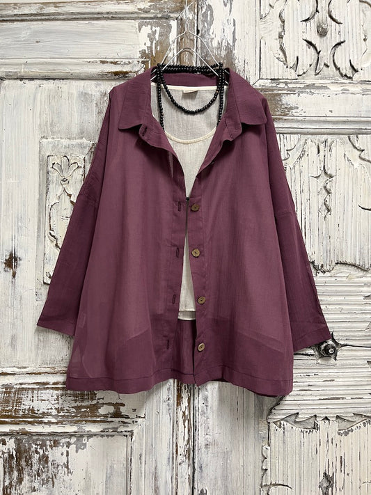 doğal pamuklu mürdüm gömlek 