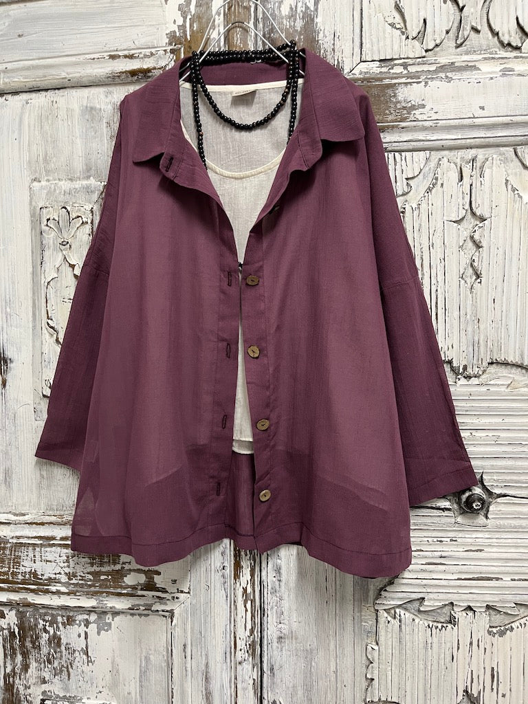 doğal pamuklu mürdüm gömlek 