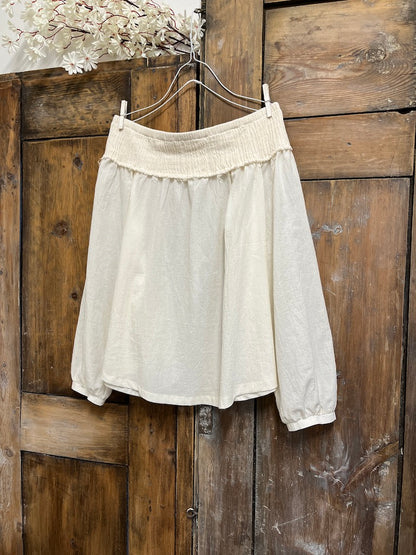 düşük omuz pamuklu bluz