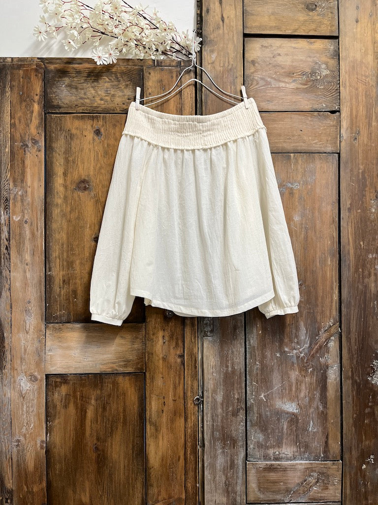 düşük omuz pamuklu bluz