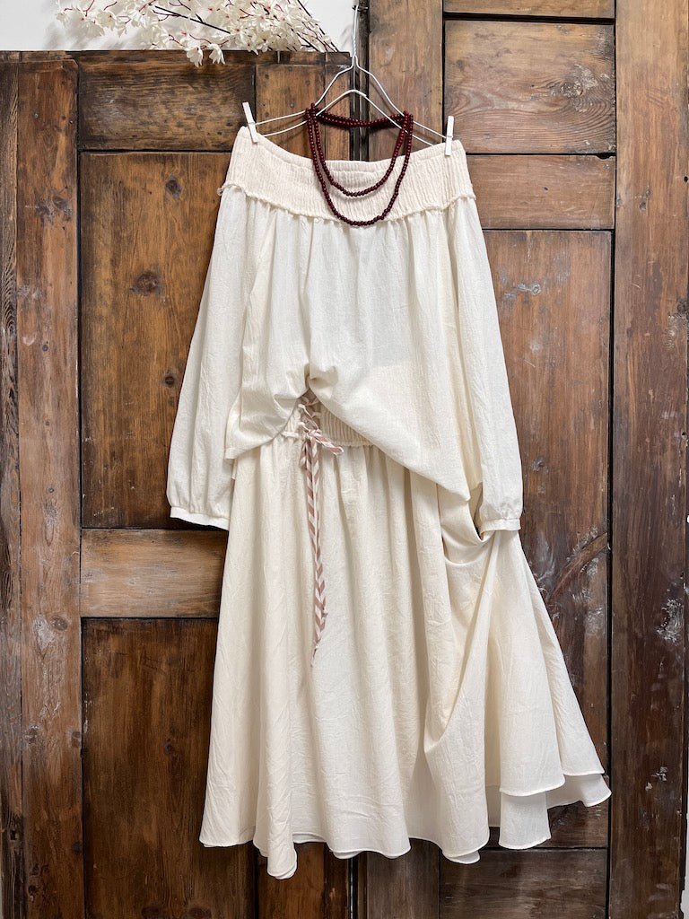 düşük omuz pamuklu bluz