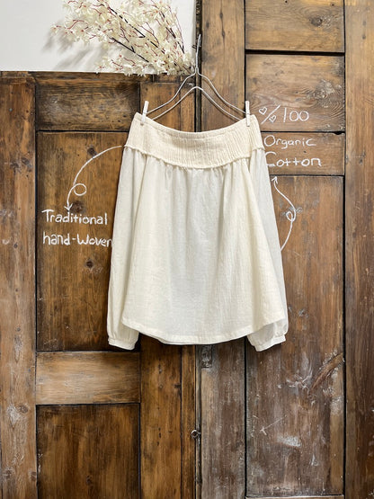 düşük omuz pamuklu bluz