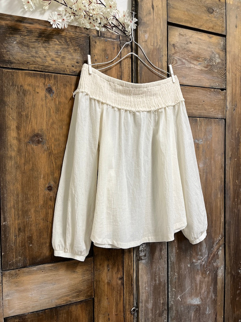 düşük omuz pamuklu bluz