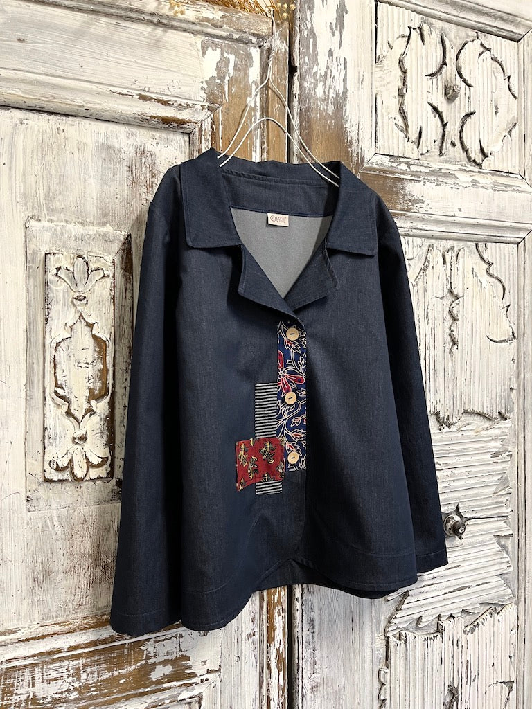 Ön Parça Detay Denim Ceket