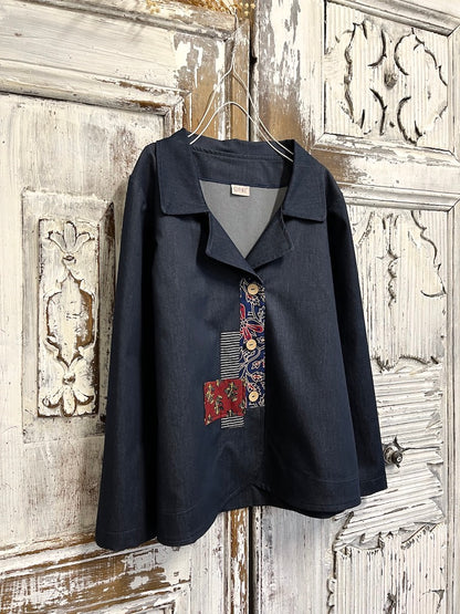 Ön Parça Detay Denim Ceket