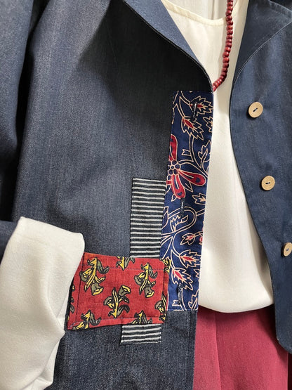 Ön Parça Detay Denim Ceket