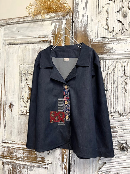 Ön Parça Detay Denim Ceket