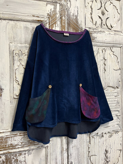 lacivert kadife bluz cepleri farklı desenli 