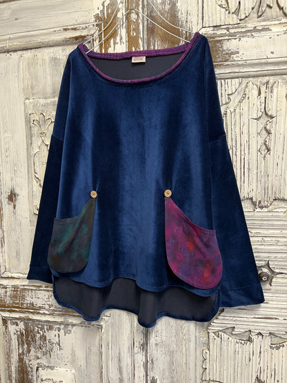 lacivert kadife bluz cepleri farklı desenli 