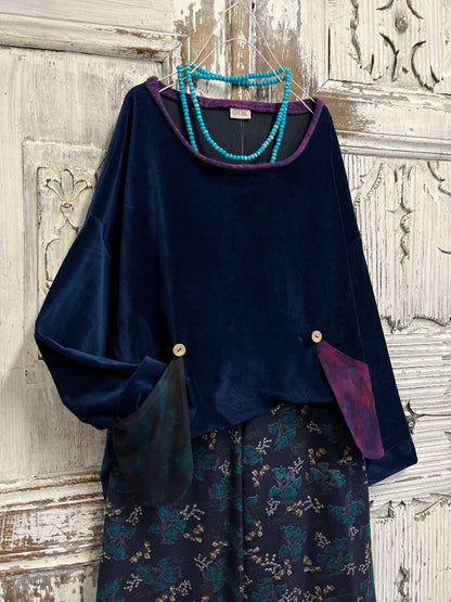 lacivert kadife bluz cepleri farklı desenli 