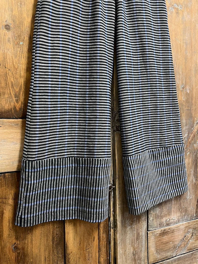 çizgili pamuklu geniş paça pantolon