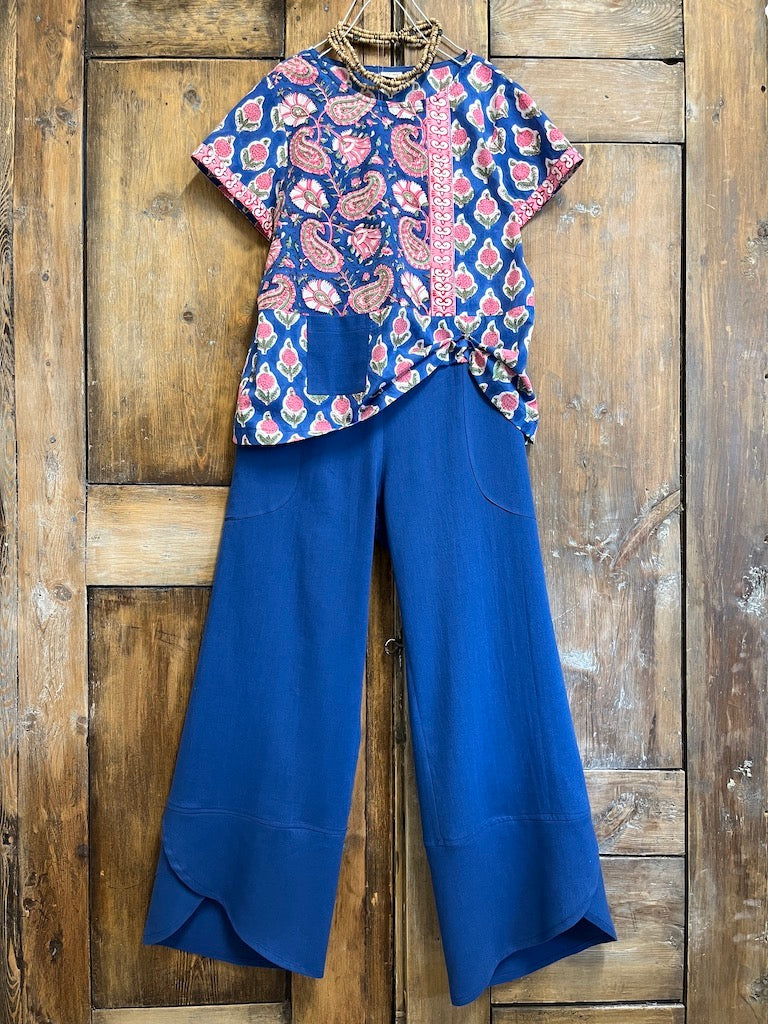 mavi keten yazlık pantolon