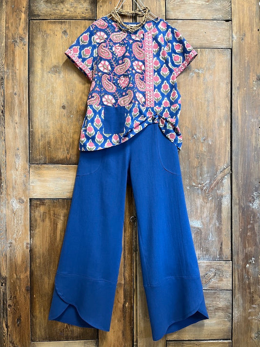 mavi keten yazlık pantolon