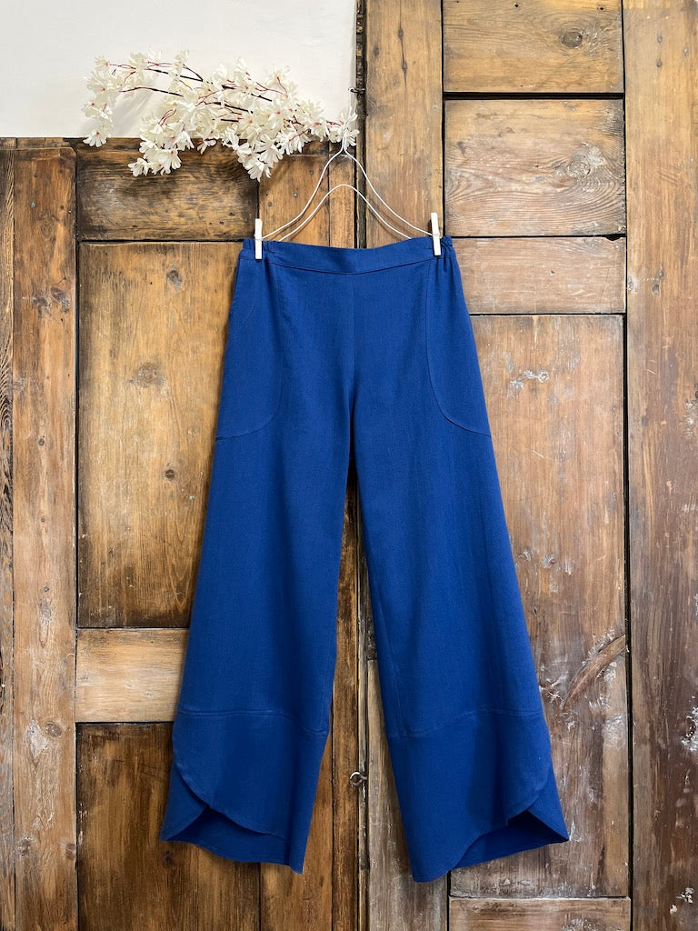 mavi keten yazlık pantolon