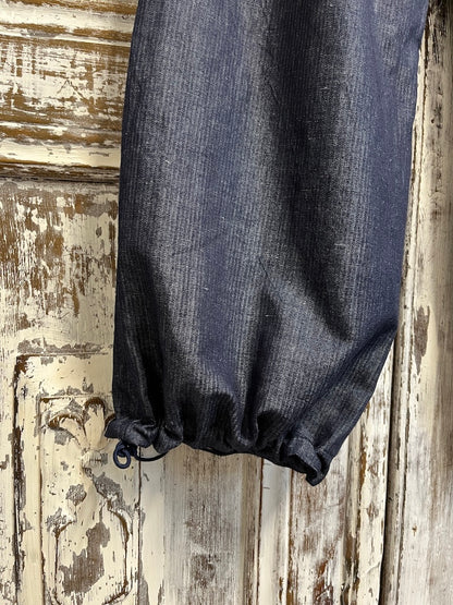 denim paçası ayarlanılabilir lastikli rahat pantolon