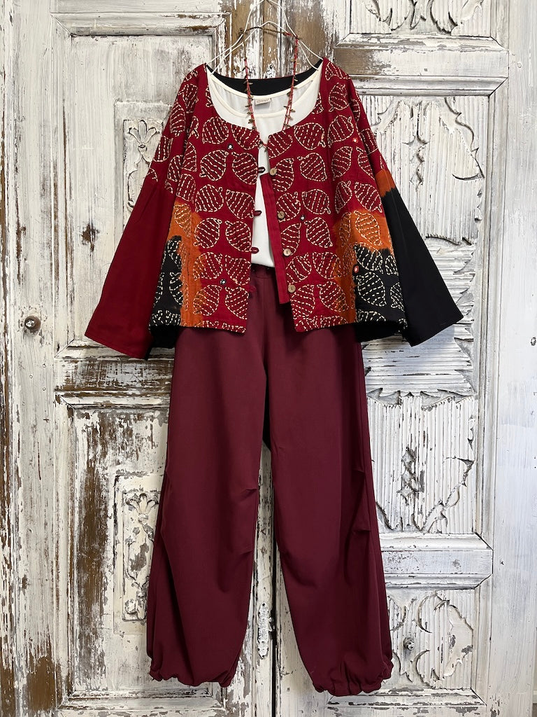 Paça Lastik Bordo Pantolon