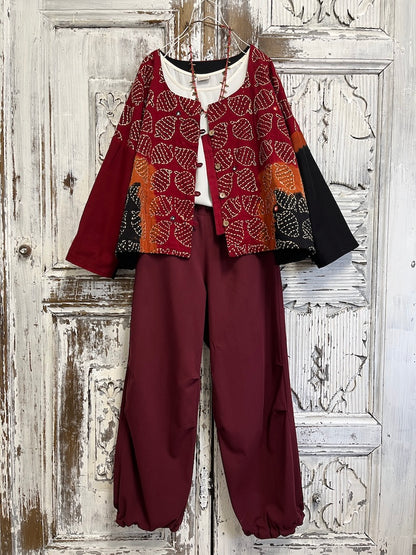 Paça Lastik Bordo Pantolon