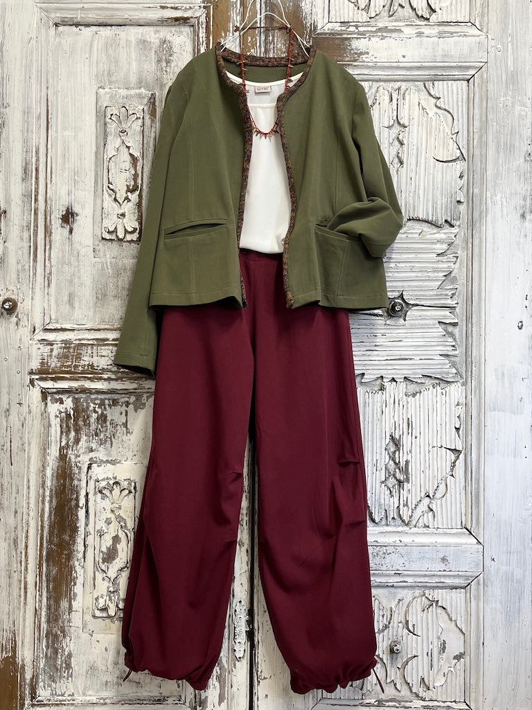 Paça Lastik Bordo Pantolon