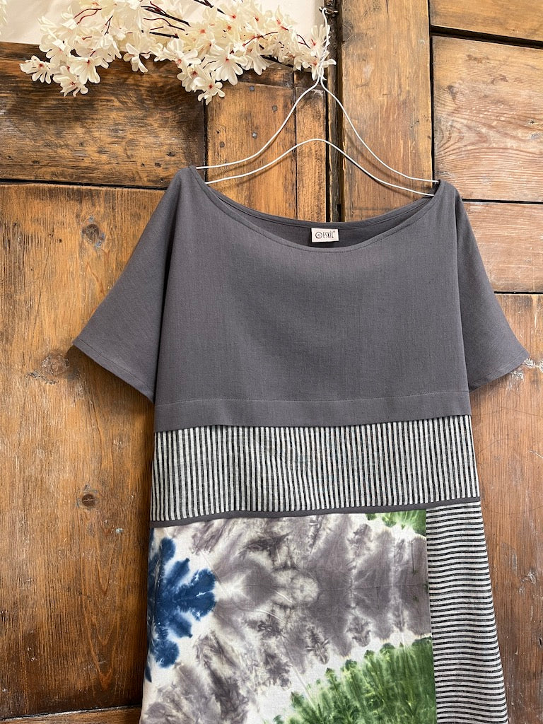 tie dye kısa kollu elbise