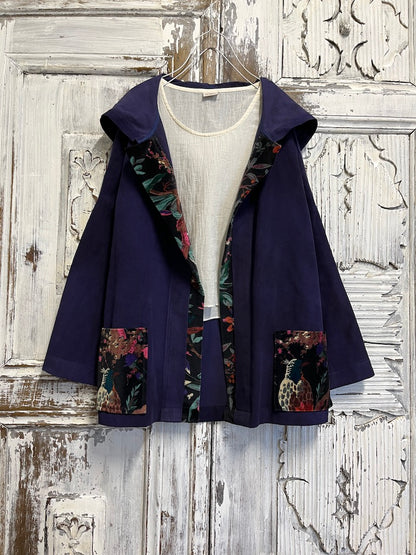 mor fitilli kadife kapüşonlu ceket