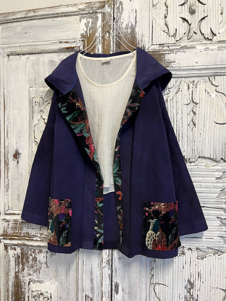 mor fitilli kadife kapüşonlu ceket