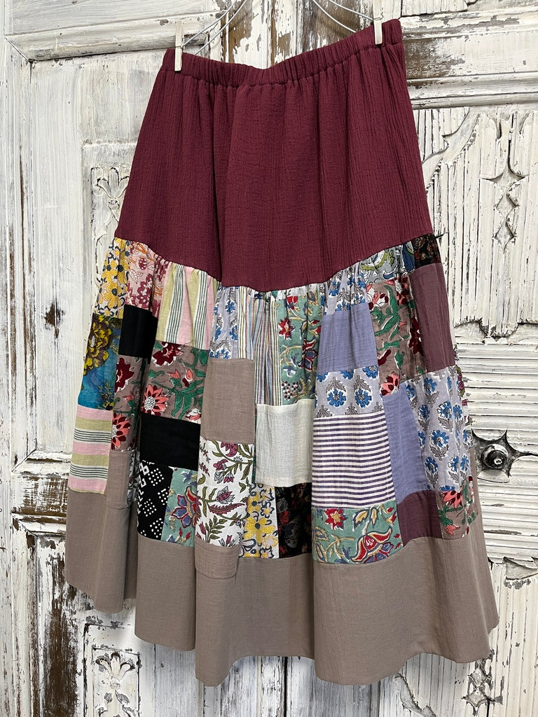 Beli lastikli patwork etek