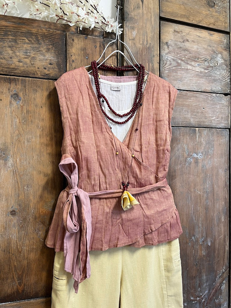 ipek pamuk anvelop pembe kolsuz bluz