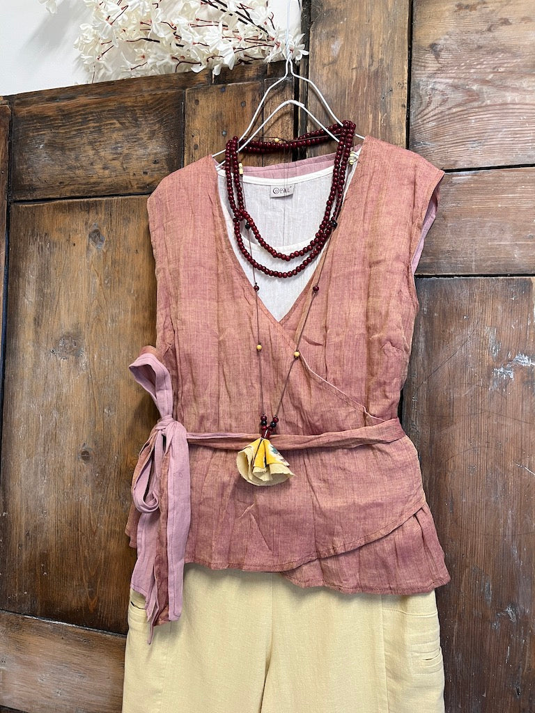 ipek pamuk anvelop pembe kolsuz bluz