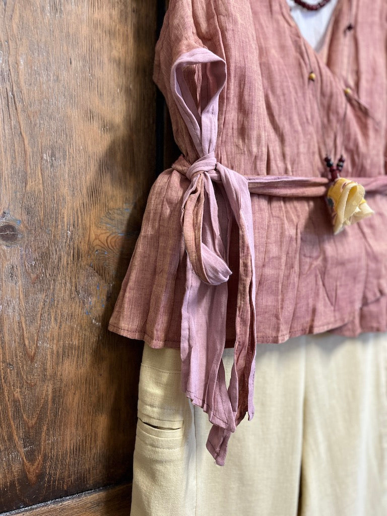 ipek pamuk anvelop pembe kolsuz bluz