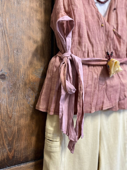 ipek pamuk anvelop pembe kolsuz bluz