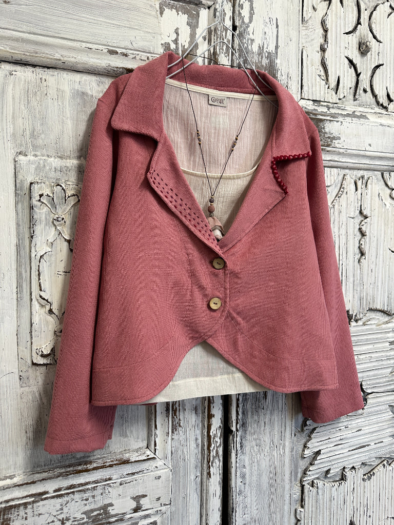 pembe fitilli kadife ceket