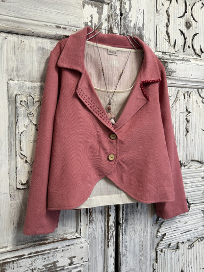 pembe fitilli kadife ceket