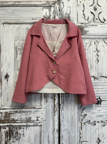 pembe fitilli kadife ceket