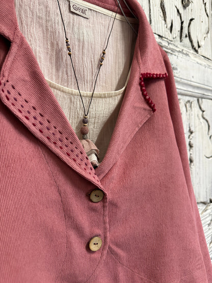 pembe fitilli kadife ceket