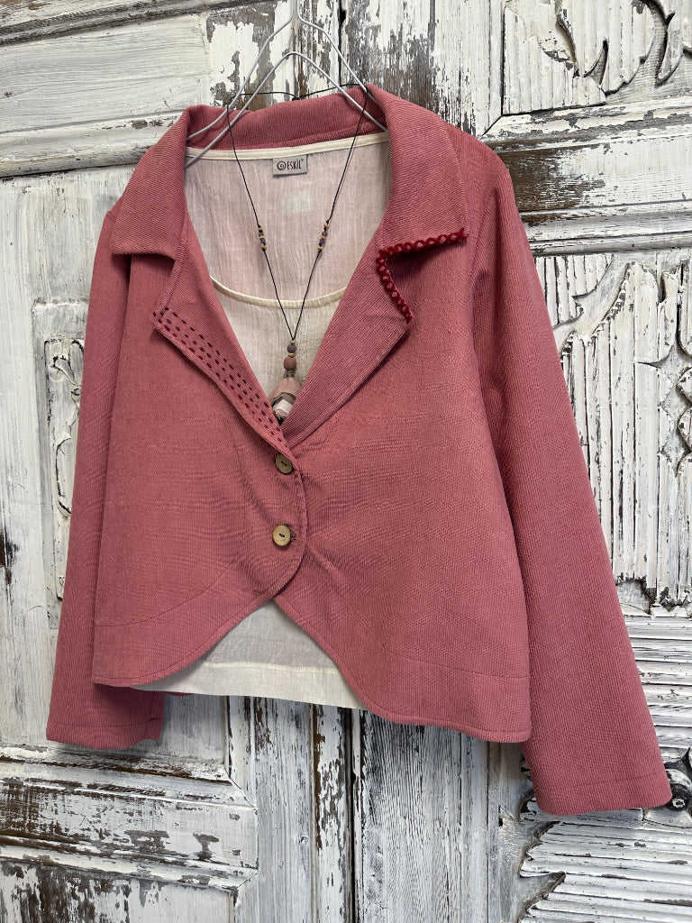 pembe fitilli kadife ceket