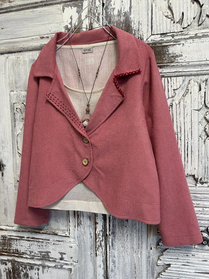 pembe fitilli kadife ceket