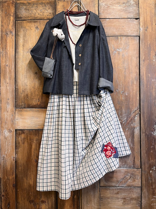 kareli pileli pamuklu etek