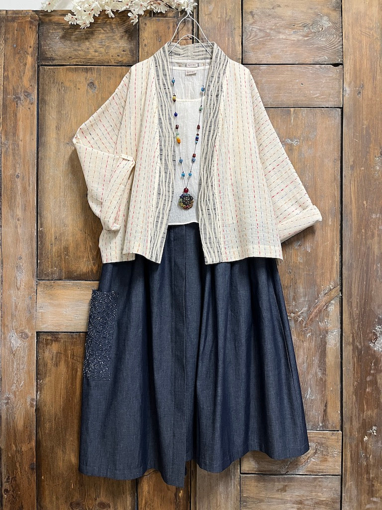 el dokuma pamuk kimono ceket