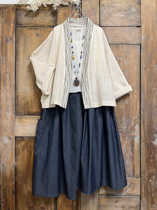 el dokuma pamuk kimono ceket