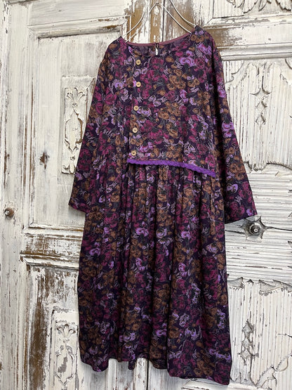 mor çiçek desenli elbise 