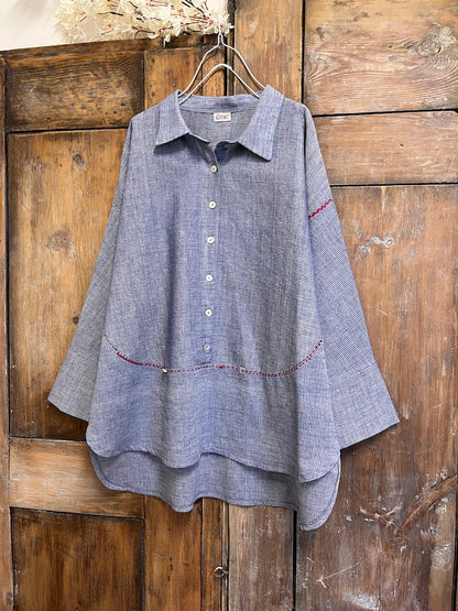 mavi çizgili pamuklu gömlek 