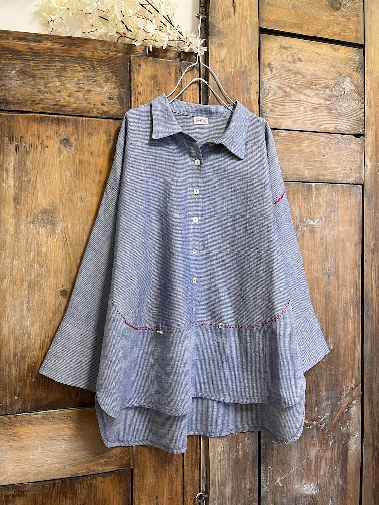 mavi çizgili pamuklu gömlek 